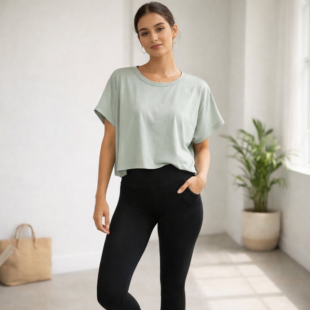Sage Green Tee Clean Girl Aesthetic Minimalist Effortless Top